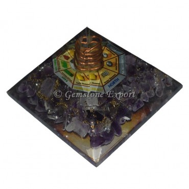 Amethyst With Direction Printed Orgonite Pyramid