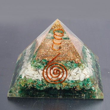 Green Aventurine With Howlite Orgonite Pyramids