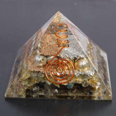 Labradorite With Metal Ball Orgonite Pyramids