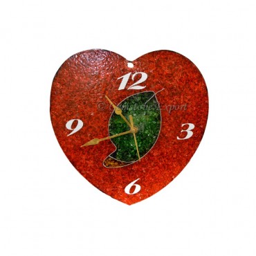 Orgone Red Carnelian Heart Shape Clock