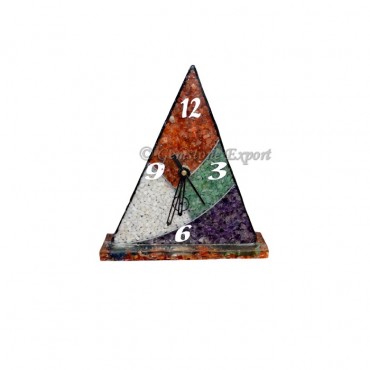 Multi Stone Orgone Pyramids Shape Clock