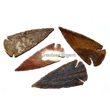 Hand Knapped Agate Arrowheads With Polished