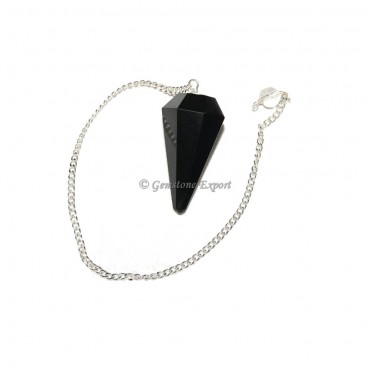 Black Agate 6 Faceted Pendulums
