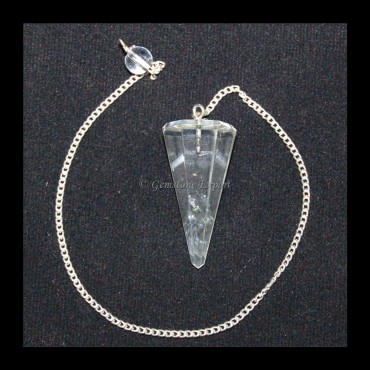 Crystal Quartz 6 Faceted Cone Pendulums