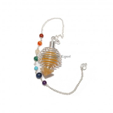 Golden Quartz Cage Chakra Pendulums