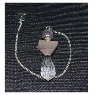 Rose Quartz With Amethyst Pendulums