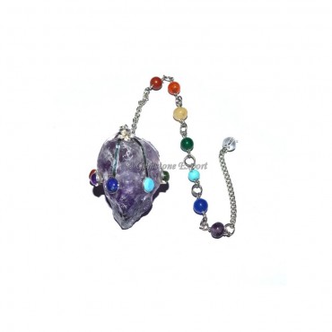 Amethyst Hammered Pendulums with Chakra Chain