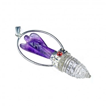 Amethyst with Crystal Shree Yantra Pendulum