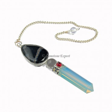 Opalite With Black Agate Tear Drop