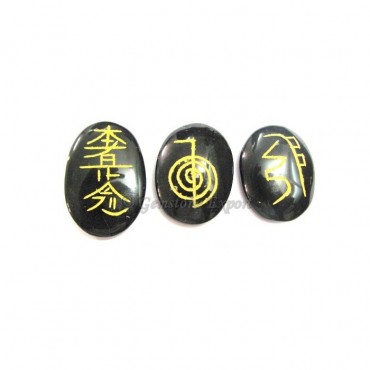 Reiki 1 & 2 Black Agate Oval Set