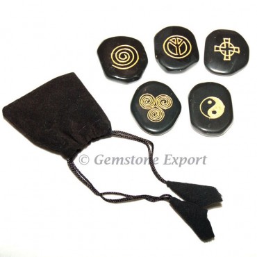 Ying Yang Wiccan Set in Black Agate