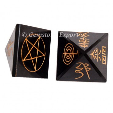 Black Agate Pyramids Usai Reiki Sets