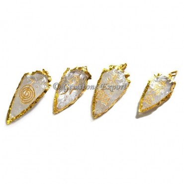 Crystal Quartz Arrowheads Reiki Set Pendants