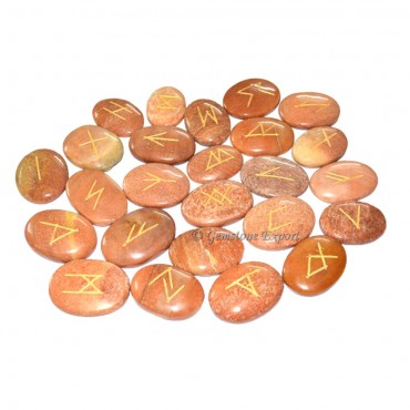 Peach Aventurine Oval Rune Set
