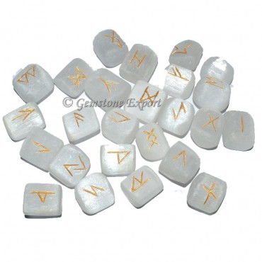 Selenite Tumbled Rune Set