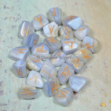 Blue Lace Agate Rune Divination Set