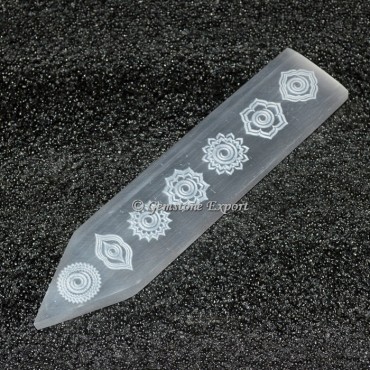 Selenite Healing Chakra Engraved Massage Wand