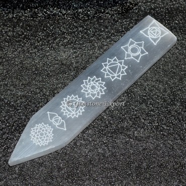 Engraved Chakra Selenite Massage Wand