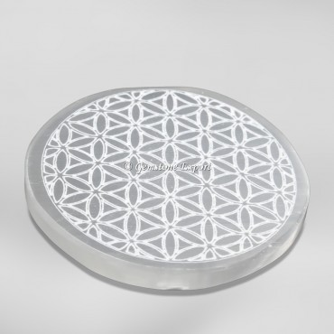 Flower of life Selenite Charging Plate