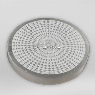 Engraved Calctic 3D Selenite Charging Plate
