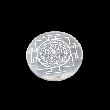 Selenite Plate With Shree Yantra Engraved