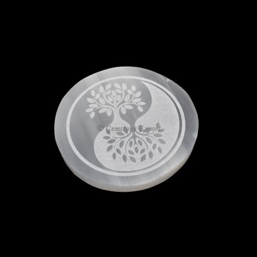 Charging Selenite Plate With Tree Of Life Engraved