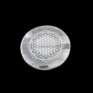 Charging Selenite Plate With Flower Of Life Engraved