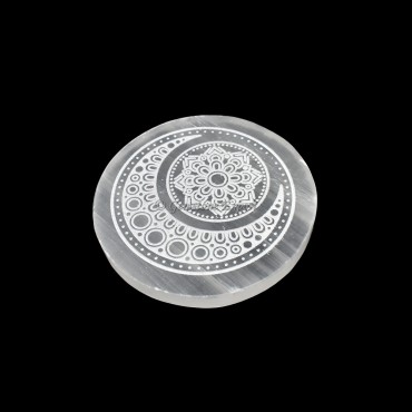 Charging Selenite Plate With Moon Engraved