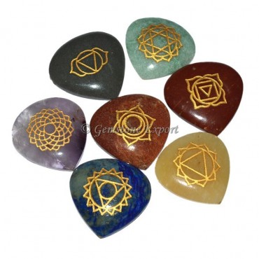 Engraved Seven Chakra Hearts Set