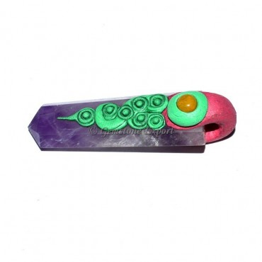 Amethyst Flate Pencil Green Tibetan Pendants