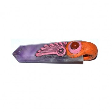 Amethyst Red Flat Pencil Tibetan Pendants