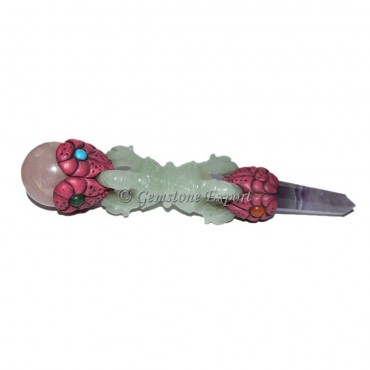 Green Aventurine Bajra Tibetan Healing Wand