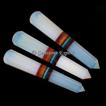 Opalite With Seven Chakra Bonded  Obelisks