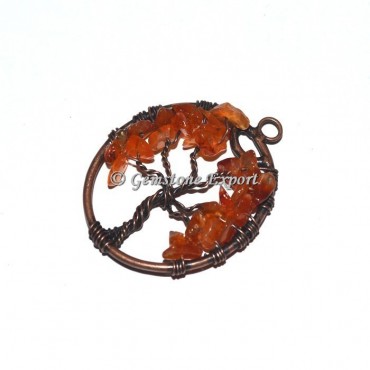 Carnelian Copper Tree Of Life Pendants