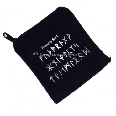 Runes Symbol Printed Black Pouch