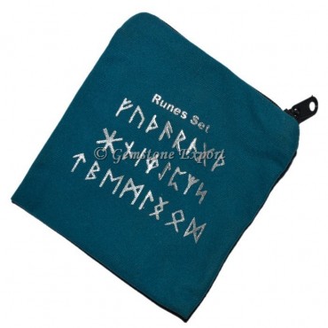 Runes Symbol Printed Blue Pouch