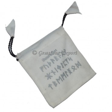 Runes Symbol Printed White Pouch