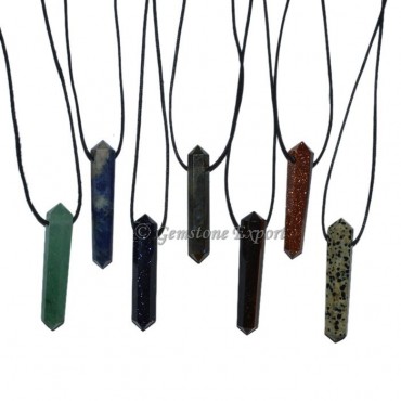 Mix Gemstone Vogel Pendants with Lather Cord