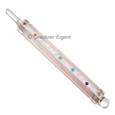 Rose Quartz Seven Chakra Wands