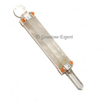 Crystal Quartz With Carnelian Cabs Wands