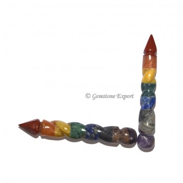 Chakra Bonded Spiral Wands with Pendulum Point