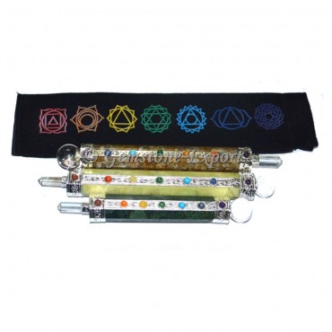 Assorted Gemstone Healing Wands With Chakra Pouch