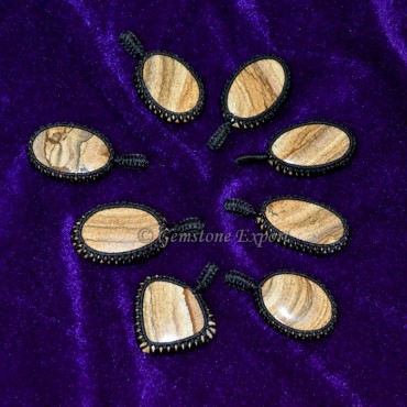 Picture Jasper Wire Wrap Pendants