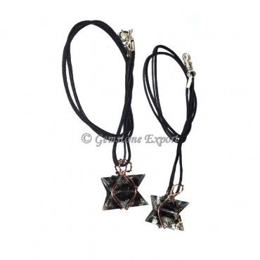 Black Tourmaline Orgone Wire Wrapped Merkaba Star Pendants