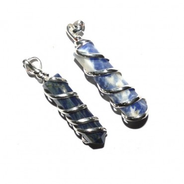 Sodalite Wire Wrapped Pencil Pendant