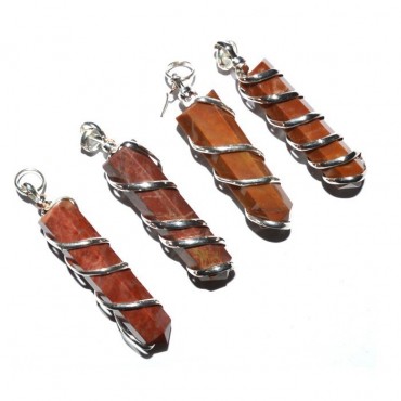 Red Jasper Wire Wrapped Pencil Pendant