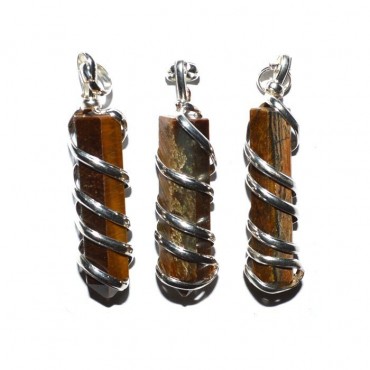 Tiger Eye Wire Wrapped Pencil Pendant