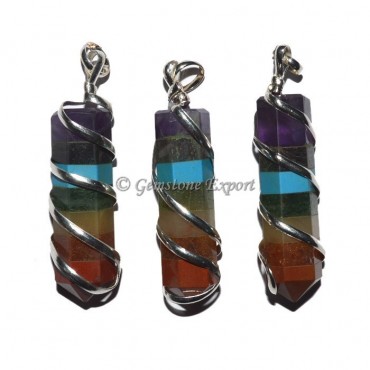 7 Chakra Bonded Wire Wrap Pendants