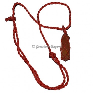 Carnelian Red Cord Wire Wrap Pendants