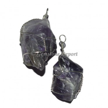 Amethyst Tumbled Wire Wrap Pendant